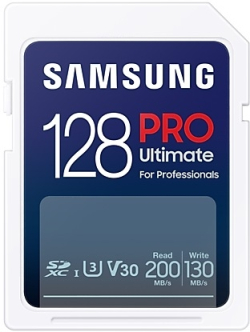 Samsung 128GB SD Card PRO Ultimate with USB Reader, U3, V30 , Read 200MB-s - Write 130MB-s