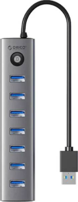 USB Хъб USB Хъб Orico 7 порта USB-C към USB-A 3.0 CL7U-U3-10-GY-BP-IP - сив