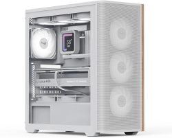 AeroCool кутия Case ATX - D501A White, Addressable RGB, Wood
