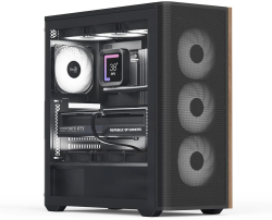 AeroCool кутия Case ATX - D501A Black, Addressable RGB, Wood