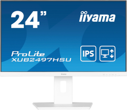 Монитор IIYAMA XUB2497HSU-W2, 23.8'', IPS panel, AG, 16:9, FHD 1920x1080, 300cd/m2, 1300:1, 100Hz, 1ms, HDMI, DP, 2x USB