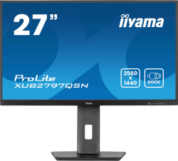Монитор IIYAMA XUB2797QSN-B2, 27'' IPS panel, Anti-Glare, WQHD 2560x1440, 16:9, 300cd/m2, 1300:1, 80M:1, 1ms, 100Hz, HDMI, DP