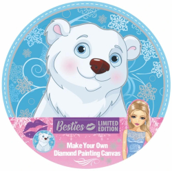  Moxy Платно за рисуване с мъниста Besties - Мечка, кръгло, 30 cm