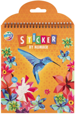  Moxy Книжка със стикери по номера - Птици и цветя, 12 дизайна