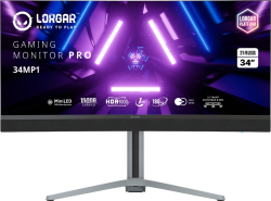 Монитор Lorgar 34MP1 - 34" (86.36 см.), VA панел, 180Hz, UWQHD, 1ms, 1 000 000:1, 1000 cd/m2, DisplayPort, HDMI, USB; LRG-34MP1W180C-GY