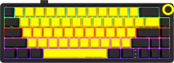 Клавиатура Lorgar KBP70MW, Безжична, Механична, Toxic Purple Linear суичове, Гейминг, RGB подсветка, USB, Черно - жълта