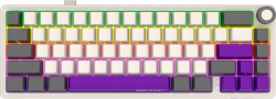 Клавиатура Lorgar KBP70MW, Безжична, Механична, Toxic Purple Linear суичове, Гейминг, RGB подсветка, USB, Бежова/Сива/Лилава