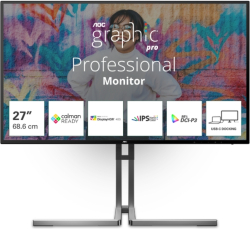 Монитор AOC U27U3CV, 27" Nano IPS WLED, 3840x2160 60Hz, 4ms GtG, 400cd m-2, 1300:1, 2xHDMI, DP, USB hub