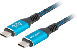 Кабел/адаптер Lanberg USB-C M-M 4.0 cable 1.5m 240w 8k 60hz black-blue