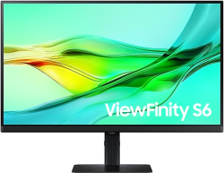 Монитор Samsung ViewFinity S6 S60UD LS24D600UAUXEN - 24", 2560 x 1440 QHD, 16:9, 350 cd/㎡, 1000:1, 5 мсек, Макс. 100 Hz, Черен