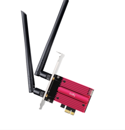 WiFi безжична карта/адаптер Мрежова карта Cudy WE9300, PCIe, 3-бандов, 5.7 Gbps, 2.8 Gbps, 688 Mbps, WiFi, Bluetooth 5.4