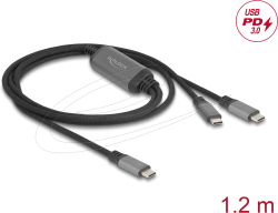 Кабел/адаптер Delock Кабел USB-C, Y-кабел, 2 x USB-C PD 3.0, 100 W, 1.2 m