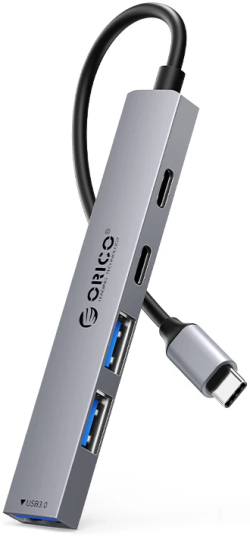 Orico хъб HUB USB-C 5 port - USB3.0 x 1, USB2.0 x 2, USB-C x 2, Aluminium - YSB4-U2-GY