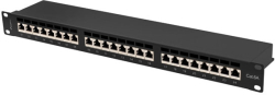 Пач панел Lanberg patch panel 24 port 1U 19" CAT.6a ftp with cable organizer shielded black