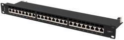 Пач панел Lanberg patch panel 24 port 1U 19" CAT.7 ftp with cable organizer shielded black