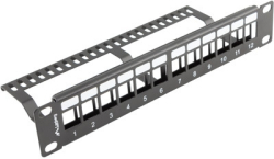 Пач панел Lanberg patch panel blank 12 port 1U with organizer for keystone modules black