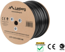 Инсталационен LAN кабел  Lanberg LAN cable CAT.5e ftp 305m solid outdoor cu black fluke passed