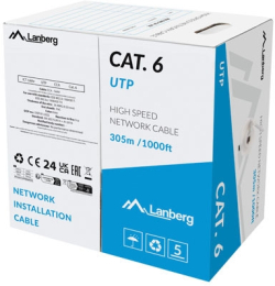 Инсталационен LAN кабел  Lanberg LAN cable CAT.6 305m solid cca grey fluke passed