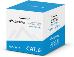 Инсталационен LAN кабел  Lanberg LAN cable CAT.6 sftp 305m solid cu grey cpr + fluke passed