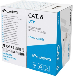 Инсталационен LAN кабел  Lanberg LAN cable CAT.6 utp 100m solid cu grey cpr + fluke passed
