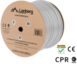 Инсталационен LAN кабел  Lanberg LAN cable CAT.6a uftp 305m solid cu lszh grey cpr + fluke passed