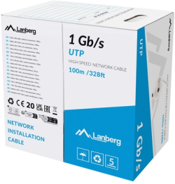 Инсталационен LAN кабел  Lanberg LAN cable 1GB-s 100m solid cca grey