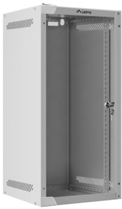 Шкаф за техника - Rack Lanberg rack cabinet 10" wall-mount 12U-280x310 for self-assembly with glass door grey (flat pack)