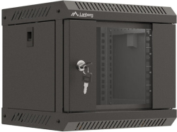 Шкаф за техника - Rack Lanberg rack cabinet 10" wall-mount 4U-300x300 (flat pack) with glass door black