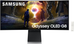 Монитор Геймърски Samsung Odyssey OLED G8 G85SD Ultra WQHD - 34 CURVED 1800R, 175 Hz, 0.03ms, 250 cd/m, DisplayPort, 2 x HDMI, USB Type-B