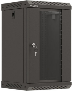 Шкаф за техника - Rack Lanberg rack cabinet 10" wall-mount 9U-300x300 (flat pack) with glass door black