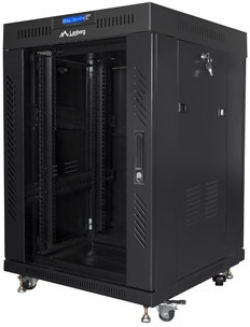 Шкаф за техника - Rack Lanberg rack cabinet 19" free-standing 15U-600x600 (flat pack) with glass door lcd black v2