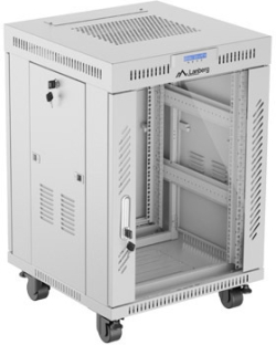 Шкаф за техника - Rack Lanberg rack cabinet 19" free-standing 15U-600x600 (flat pack) with glass door lcd grey v2