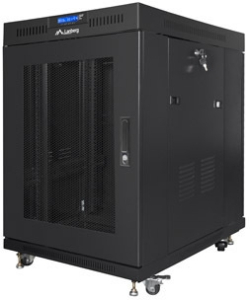 Шкаф за техника - Rack Lanberg rack cabinet 19" free-standing 15U-800x1000 (flat pack) with mesh door lcd black v2