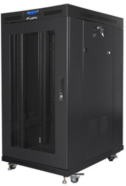 Шкаф за техника - Rack Lanberg rack cabinet 19" free-standing 22U-800x1000 (flat pack) with mesh door lcd black v2