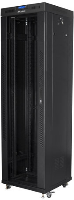Шкаф за техника - Rack Lanberg rack cabinet 19" free-standing 42U-600x600 (flat pack) with glass door lcd black v2