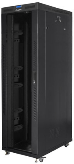 Шкаф за техника - Rack Lanberg rack cabinet 19" free-standing 42U-800x1200 (flat pack) with glass door lcd black v2