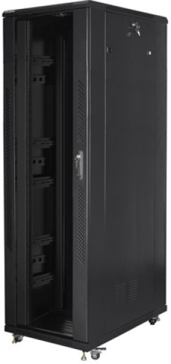 Шкаф за техника - Rack Lanberg rack cabinet 19" free-standing 42U-800x1200 (flat pack) with mesh door lcd black v2