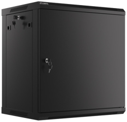 Шкаф за техника - Rack Lanberg rack cabinet 19" wall-mount 12U-600x450 for self-assembly with metal door black (flat pack)