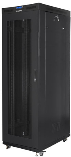 Шкаф за техника - Rack Lanberg rack cabinet 19" free-standing 27U-800x1000 (flat pack) with glass door lcd black v2