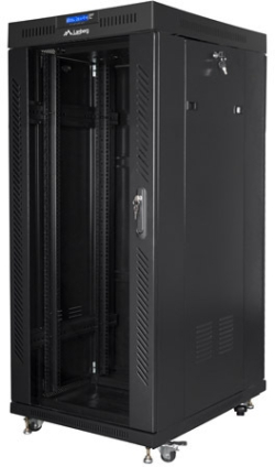 Шкаф за техника - Rack Lanberg rack cabinet 19" free-standing 27U-800x1200 (flat pack) with glass door lcd black