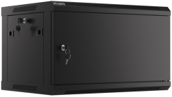 Шкаф за техника - Rack Lanberg rack cabinet 19" wall-mount 6U-600x450 for self-assembly with metal door black (flat pack)