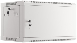 Шкаф за техника - Rack Lanberg rack cabinet 19" wall-mount 6U-600x450 for self-assembly with metal door grey (flat pack)