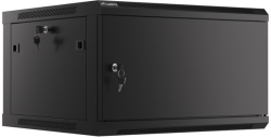Шкаф за техника - Rack Lanberg rack cabinet 19" wall-mount 6U-600x600 for self-assembly with metal door black (flat pack)
