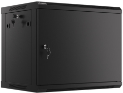 Шкаф за техника - Rack Lanberg rack cabinet 19" wall-mount 9U-600x450 for self-assembly with metal door  black (flat pack)