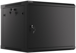 Шкаф за техника - Rack Lanberg rack cabinet 19" wall-mount 9U-600x600 for self-assembly with metal door black (flat pack)