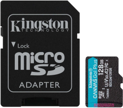 Kingston Canvas Go! Плюс Gen4 microSDXC - 128 GB, 200 MB/s., Card + Adapter