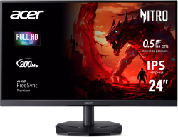 Монитор ACER Nitro KG241YX3bip, 23.8" 1920 x 1080 FHD, 16:9, VA, 200Hz, HDMI, DisplayPort, 300 cd/m2, Черен