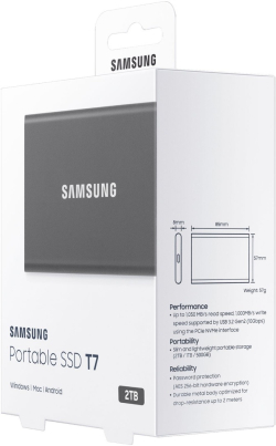  КРИПТИРАН ВЪНШЕН ТВЪРД ДИСК SAMSUNG Portable SSD T7 MU-PC2T0T - solid state drive - 2TB - USB 3.2 Gen 2 - PN MU-PC2T0T/WW