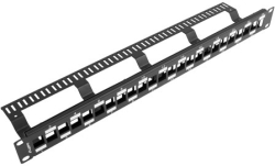 Пач панел Lanberg patch panel blank 24 port 1U staggered with organizer for keystone modules, black