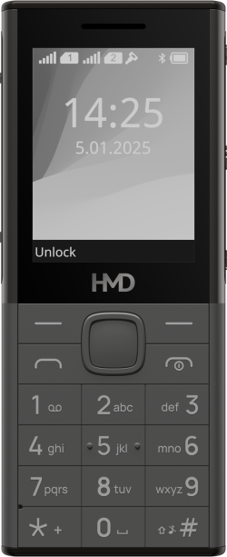 Смартфон HMD 150 Music - 2.4" QVGA, 8 MB RAM, MicroSD карта до 32 GB, 2500 mAh, Bluetooth 5.0, USB Type-C, Тъмно сив